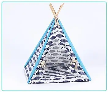 Techome креативная домашняя Складная домашняя льняная дышащая с шелковой подложкой со льдом съемная и моющаяся палатка-гнездо для собак и кошек - Цвет: Fish