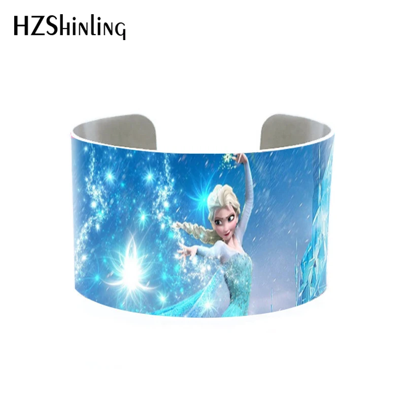 

New Arrival Snow Queen Elsa Princess Cartoon Style Bangle & Bracelets Elsa Anna Princess Photos Cuff Bracelet Gifts for Girls