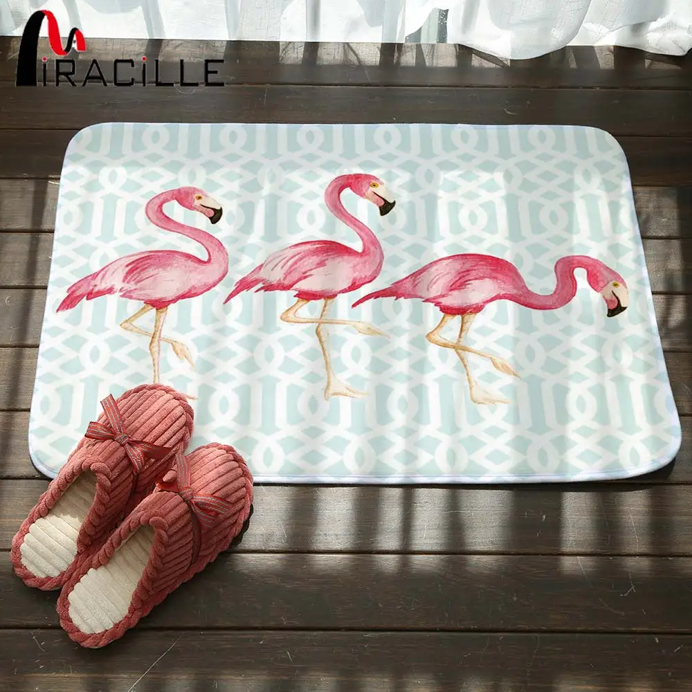 Miracille Coral Fleece Creative Pink Flamingo Pattern Home Decor Stair Outdoor Floor Mats Kitchen Carpets Bathroom Non Slip Rugs Miracille Coral Fleece Creative Pink Flamingo Pattern Home Decor Stair Outdoor Floor Mats Kitchen Carpets Bathroom Non Slip Rugs