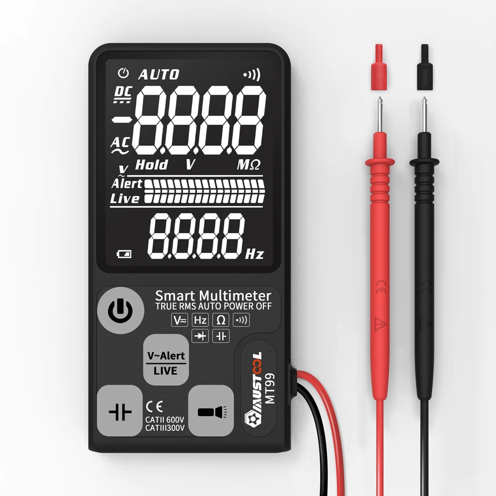 MUSTOOL MT99 Модернизированный True RMS 9999 отсчетов цифровой мультиметр в сверхвысоком разрешении EBTN ЖК-дисплей 3 он-лайн Дисплей Полная Авто Диапазон Смарт DMM