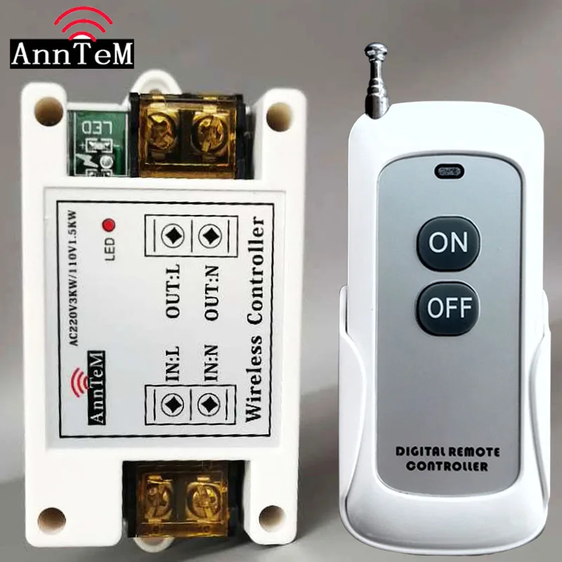 

ANNTEM Free shipping 110V-220V Lamp pump motor oil pump LED Long Distance One Way High Power 3000W Remote Control Switch