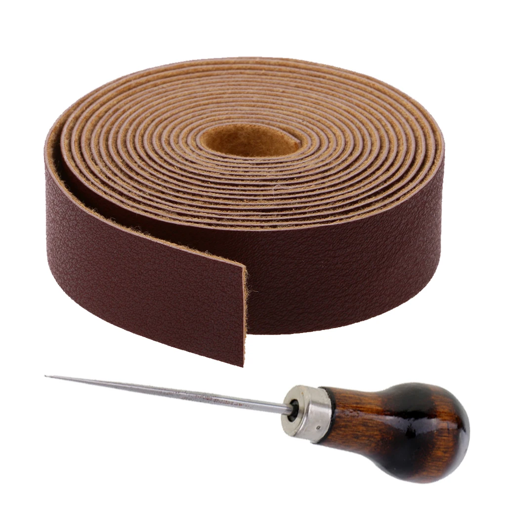 10 Meters DIY Leather Strap Leathercrafts & Drilling Awl Tool For Purse Bag Handbag Handmade Crafts