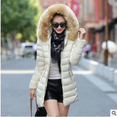 2016 New Winter Coat Thick Collar Cotton Padded Jacket Slim Ladies Hooded Designer Womens Coats Parka Women Jackets