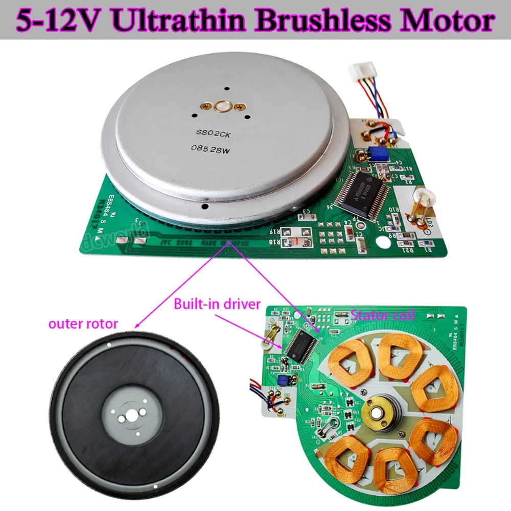 JVC DC 5 В-В 12 V DiscType ультратонкий бесщеточный двигатель низкая скорость нежный