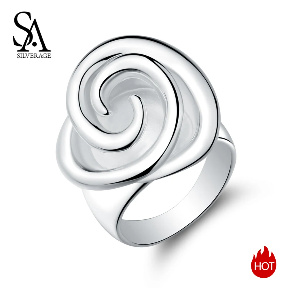 Goede SA SILVERAGE 925 Sterling Silver Rose Trouwringen voor Vrouwen Fijne Sieraden 925 Zilveren Grote Bloem Ringen Band Ringen Anel anillos