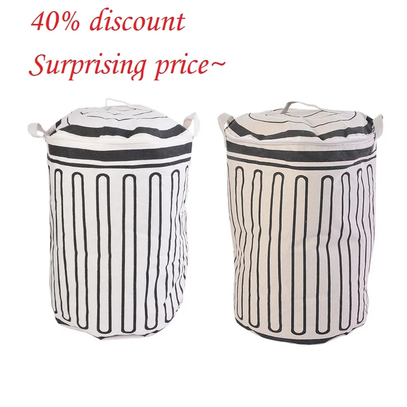 

Round Zipper Hamper Storage Storage Bucket 1Pcs Laundry Basket For Washing Toy 35x45cm
