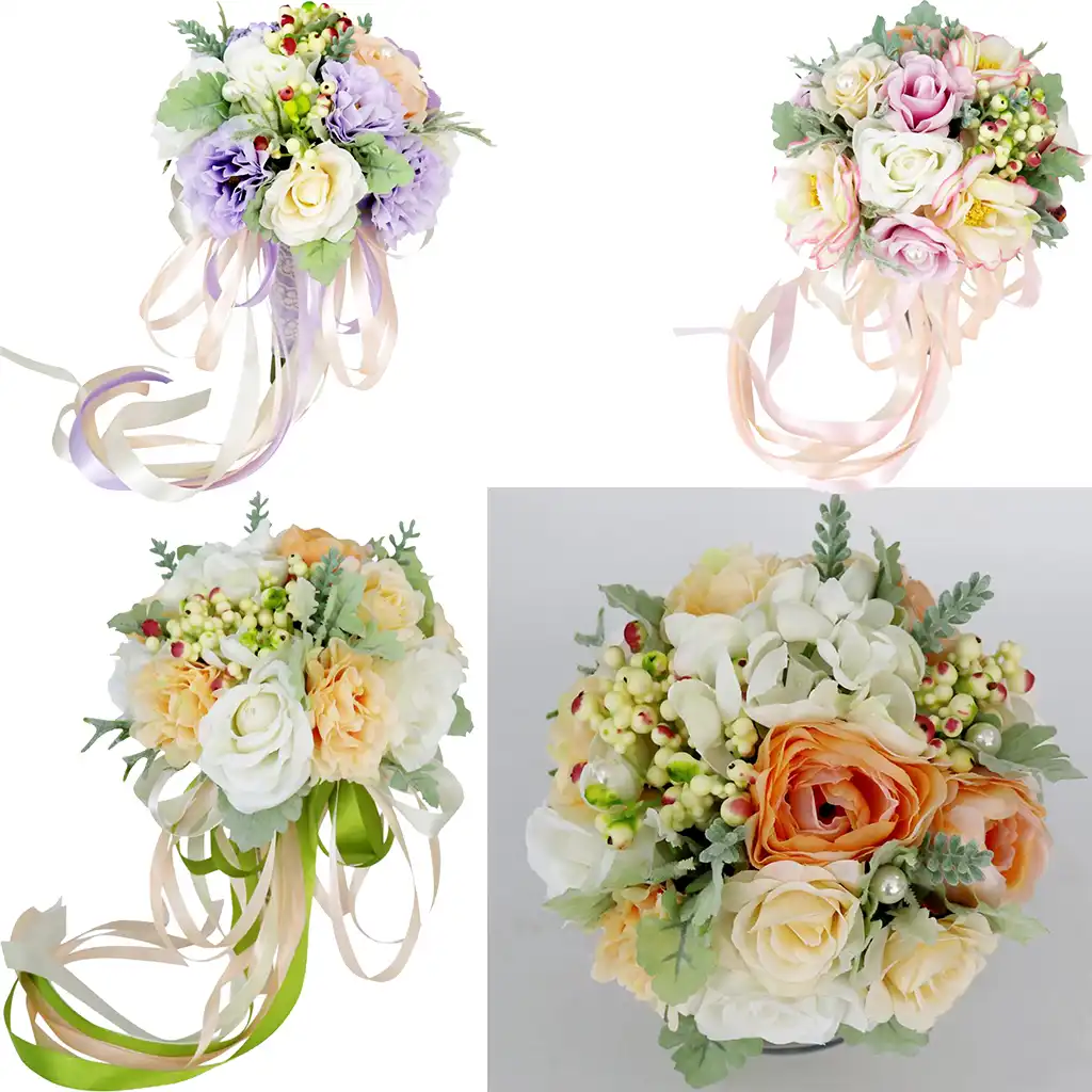 Bright Silk Bridal Peonies Wedding Bouquet Bride Bridesmaid Hand