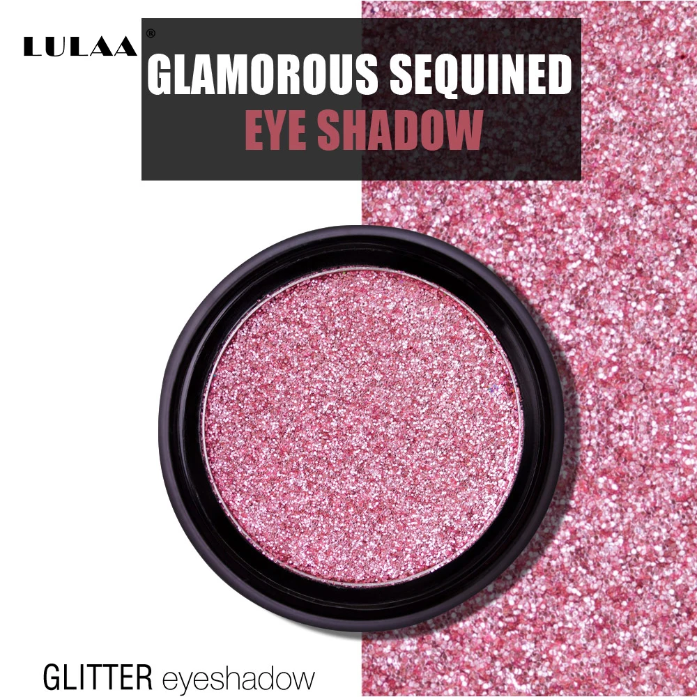 

LULAA Fashion Diamond Eyes Makeup Glitter Eyeshadow 14 Colors Single Palette Magnificent Metal Shimmering Eye Shadow 2Set