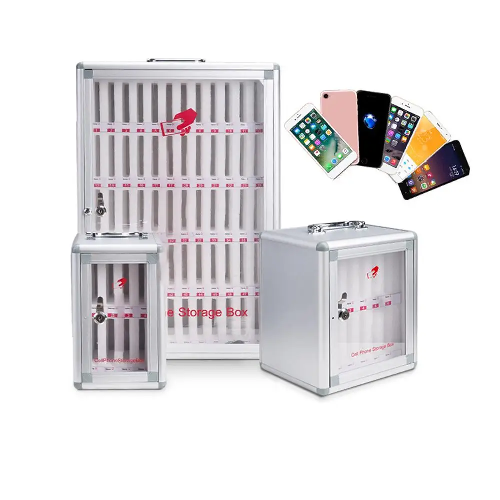 Портативный шкаф для хранения из алюминиевого сплава с кармашком для сотовых телефонов, сейфы для хранения содержит для сотовых телефонов