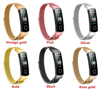 

Milanese loop strap For honor band 5 4 Replacement strap Loop Magnetic buckle adjustable size Metal bracelet Quick installation