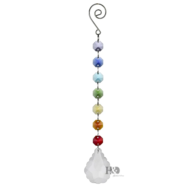 H&D Set Of 3,Crystal Oval Prism Rainbow Maker Chakra Hanging Suncatcher Window Sun Cacther with Ocatgon Beads for Xmas Gift H&D Set Of 3,Crystal Oval Prism Rainbow Maker Chakra Hanging Suncatcher Window Sun Cacther with Ocatgon Beads for Xmas Gift