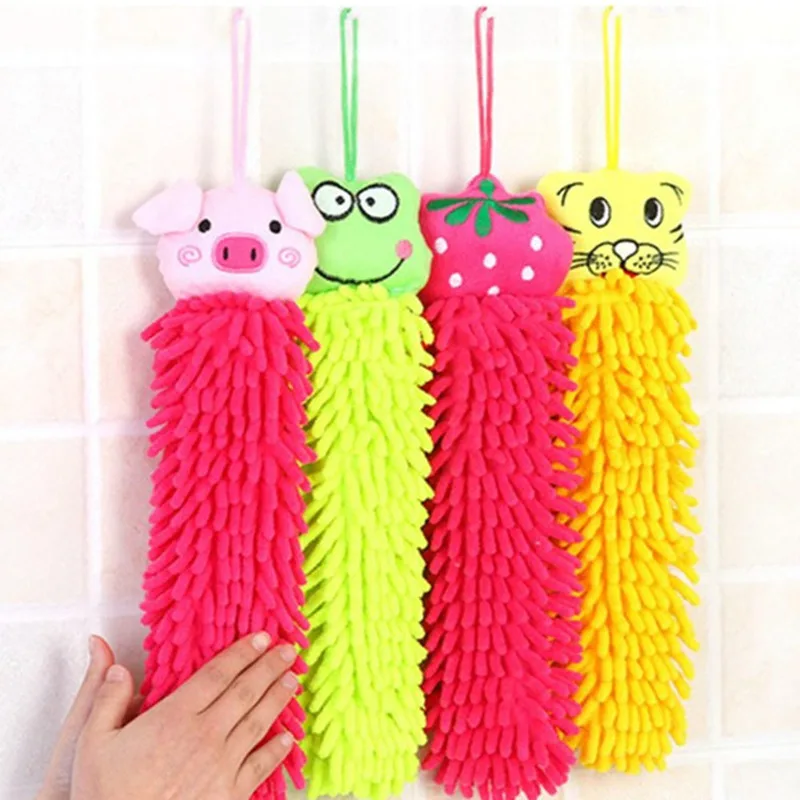 

30 CENTIMETER Kitchen Kids Animal Bath Wipes Random Color Handkerchief Hanging Towels Chenille Hand Face Wipe Towels Baby