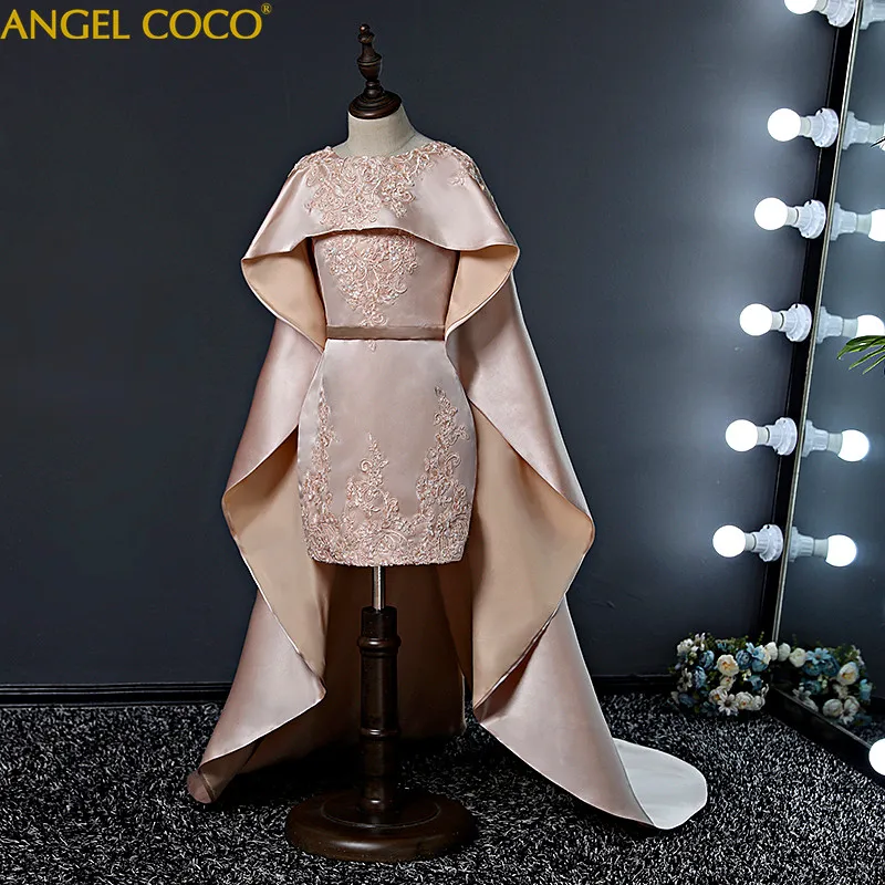 

Catwalk Girls Evening Dress Trailing Children Host Car Model Evening Capes Cloak Princess Dubai Abaya Robe Fille Moroccan Kaftan