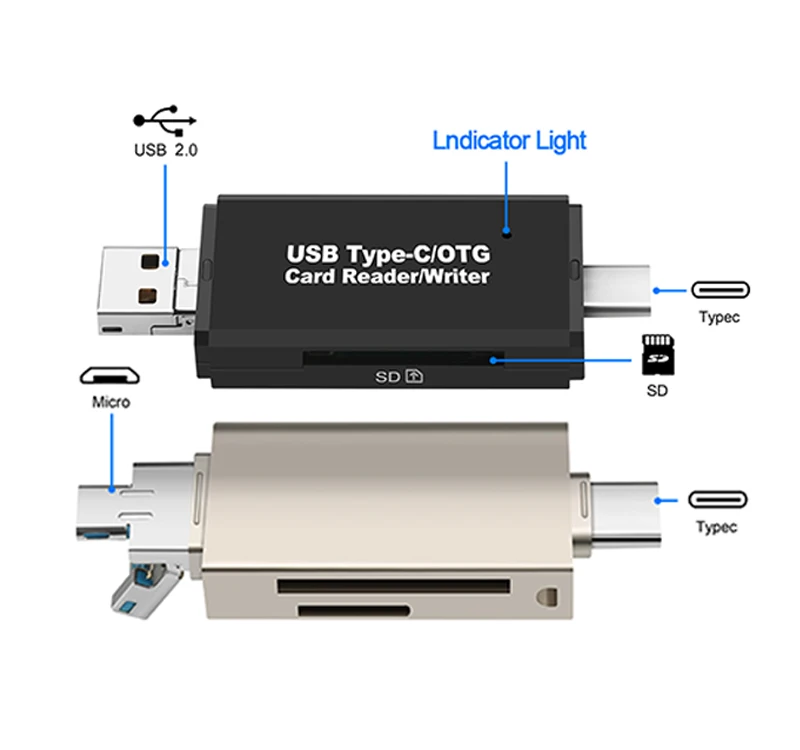 Rocketek usb 2,0 Алюминиевый кардридер для карт памяти OTG type c адаптер кардридер для micro SD/TF microsd ридеры ноутбук компьютер