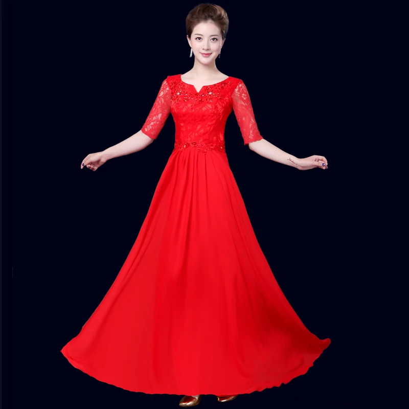 Сценические костюмы для певцов платье хора Disfraz Hanfu новое длинное групповое шоу