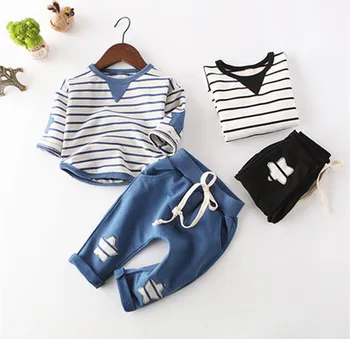 

Baby Boys Clothing sets Striped T shirt Sweaters+Pants Suit Casual Sports long sleeve Kids Clothes Set Children Clothing 1-4y