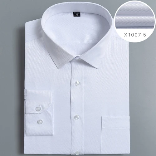 Мужская стандартная однотонная Базовая рубашка с длинным рукавом, классический дизайн, формальные деловые рубашки для работы - Цвет: X1007-5