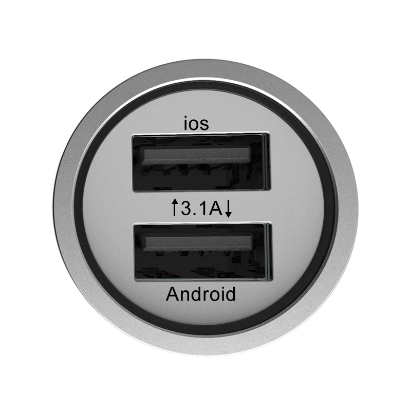 GUSGU Dual USB Автомобильное зарядное устройство для samsung iPhone 3.1A Мини Путешествия телефон зарядное устройство адаптер для мобильного телефона Алюминиевый сплав