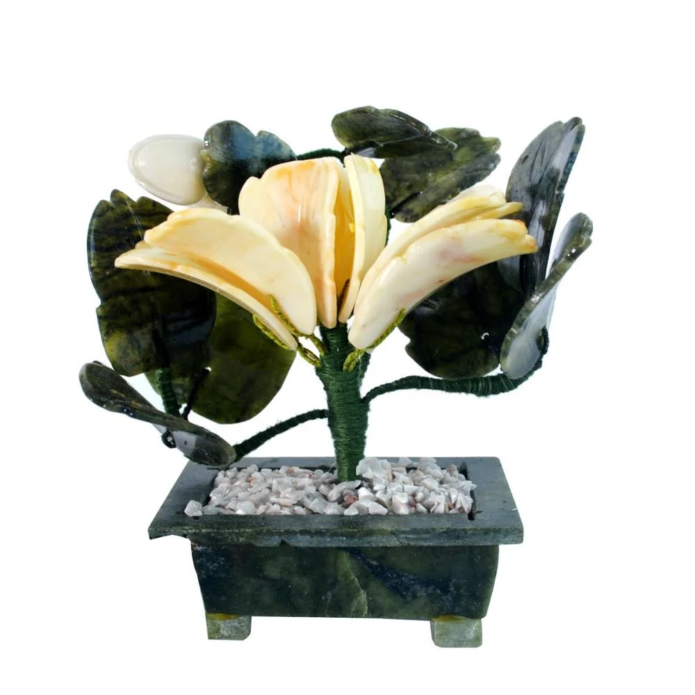 Feng Shui Natural Jade stone White peony flower for Good Future,Good