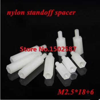 

200pcs/lot M2.5*18+6 White Nylon Hex Standoff Spacer M2.5 Male x M2.5 Female 18mm Length Metric Thread