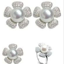 3 цвета натуральная естественный пресноводный Ювелирные изделия из жемчуга комплект Изящные Великолепная Свадебная мода очарование комплект ювелирных изделий