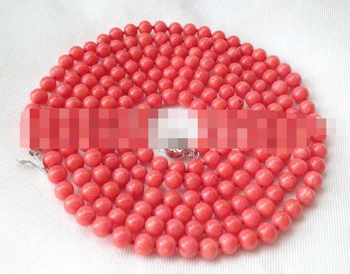 

FREE SHIPPING>@@> 3158 round dark pink coral necklace - GP clasp
