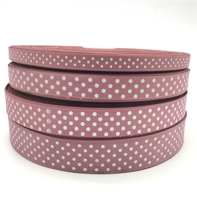 Grosgrain Ribbon 10mm 15mm 20mm 25mm 5yards Grosgrain Ribbon Printing Polka Dot Hair Bow Party Christmas Wedding Decoration DIY Gift Wrapping