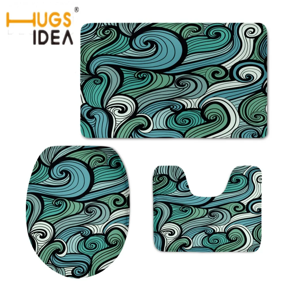 HUGSIDEA Мода Пейсли Дизайн Ванная комната коврики 3 шт./компл. wc Интимные аксессуары Туалет Чехлы для сидений мотоциклов сопротивление скольжению Ковры области коврики
