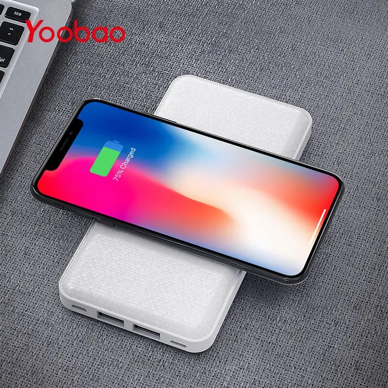 Yoobao W5 Qi беспроводная зарядка 5000mAh повербанк с двумя USB выходами/входами беспроводное зарядное устройство для iPhone 8/X Samsung S6/S7/S8 Huawei W3