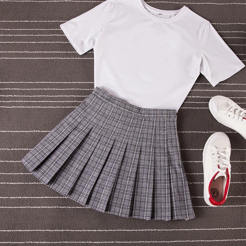 Harajuku Женская клетчатая юбка винтажная плиссированная мини-юбка трапециевидной формы модная Милая Женская Повседневная шикарная летняя юбка ZDQ168