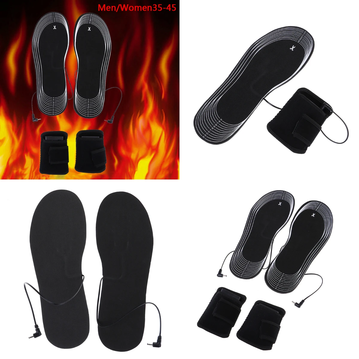 1set Winter Heated Insoles Women Men Electric Battery Heating Warm Shoe