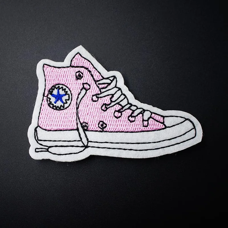 

Shoe 5.0x8.0cm DIY Cloth Badge Patches Clothing Cartoon Patch Fabric Sewing Embroidered Applique Jacket Jeans Clothing Badges