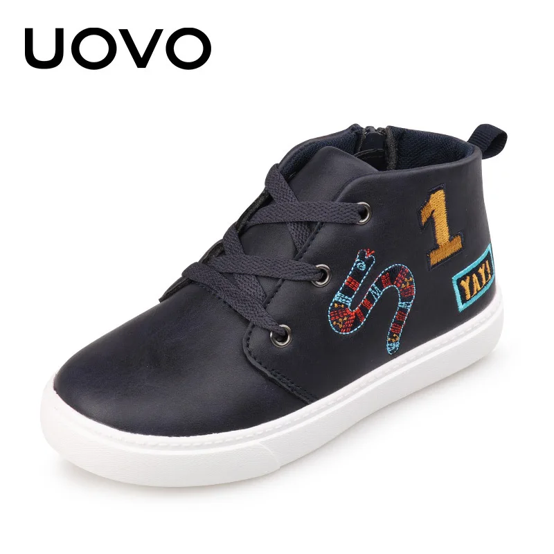 UOVO/ г. весенне-осенняя повседневная детская обувь кроссовки на шнуровке с мультяшным рисунком обувь для мальчиков и девочек европейские размеры 27-36