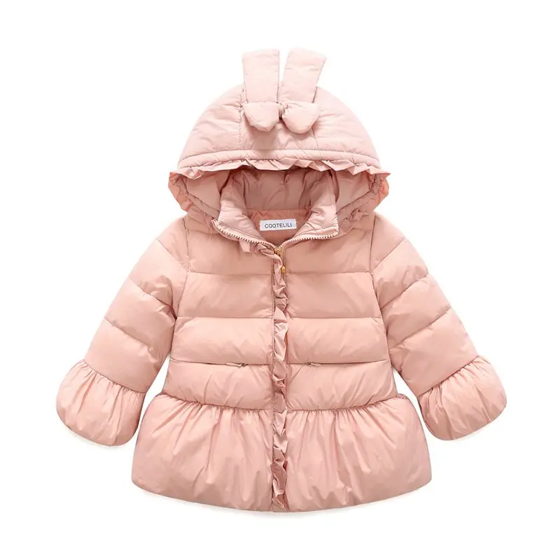 COOTELILI Fashion Bow Winter Girls Jackets Thick Warm Winter Girls Outerwear Coat Parkas For Kids Hooded Children Clothes (7)