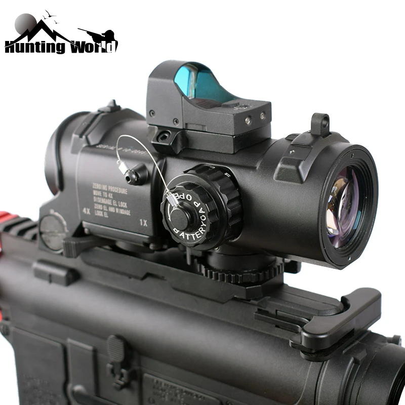 

Tactical 1-4x Magnifier Scope Sight Prism Riflescope with RMR Red Dot Optical Sight Collimator Sight for Hunting Rifle Accessory