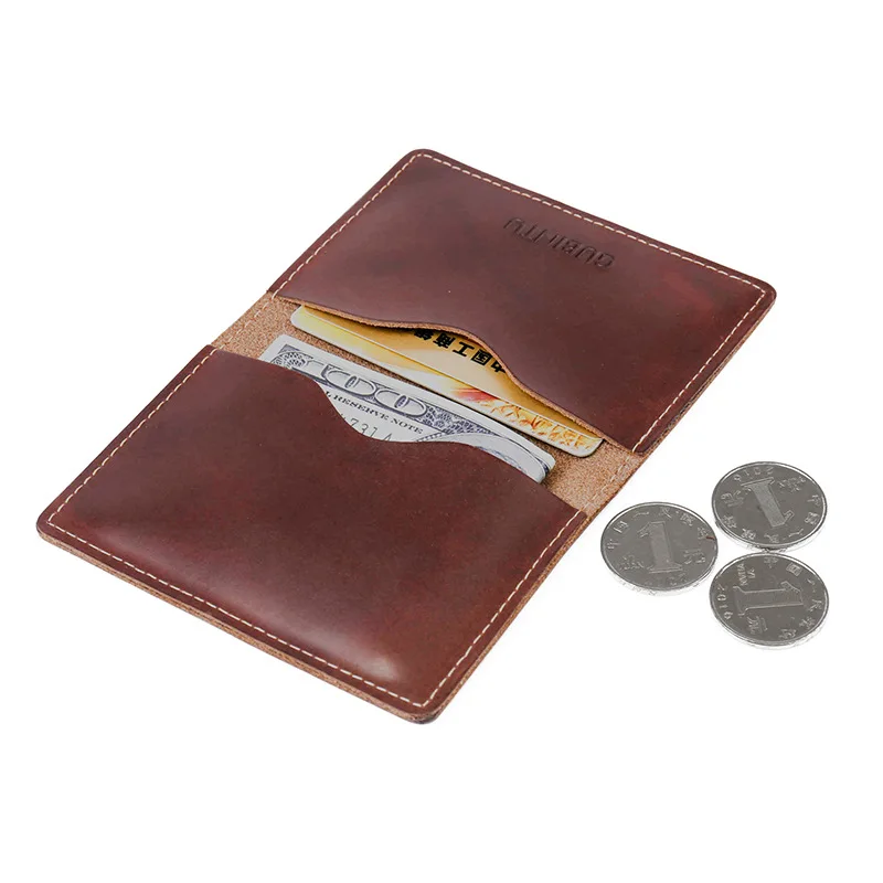 Кредитный держатель для карт Crazy Horse кожаные мужские маленькие бумажники банковские ID Держатели короткий тонкий кошелек визитные карточки автобус