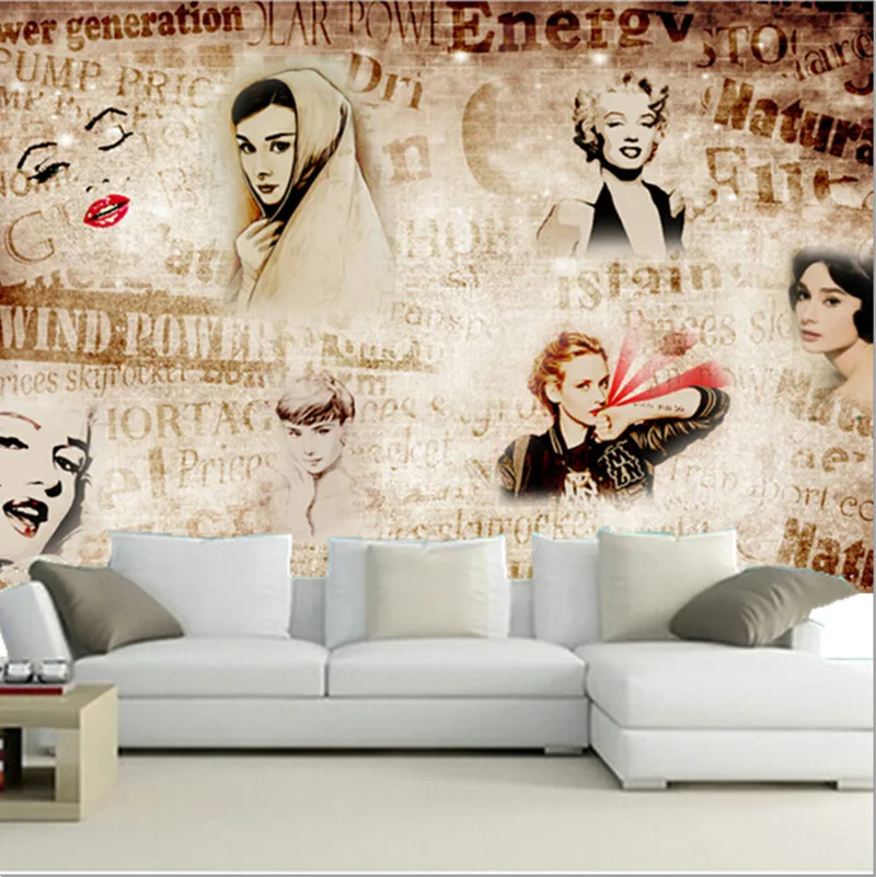 The latest 3D murals English letter Monroe background wall picture living room TV sofa bedroom paper | Обустройство дома