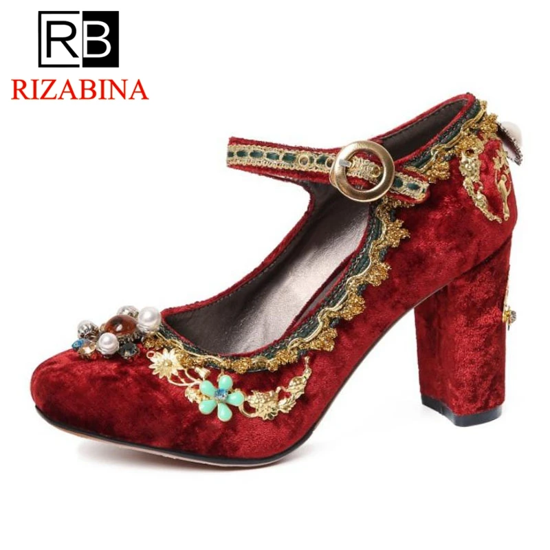 Puntiagudo Vintage Tinto De Calzado Tamaño vino Calidad 40 Alta 33 Alto Impreso Mujeres Rojo Zapatos Tacón Pasarela Clásico Mujer Dedo Bombas Rizabina Del Pie qgw0Sn
