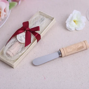 

DHL Free Shipping 50pcs Wedding favors gifts Stainless Steel Wooden handle Spreader "Vintage Reserve" Butter Knife Party Gift
