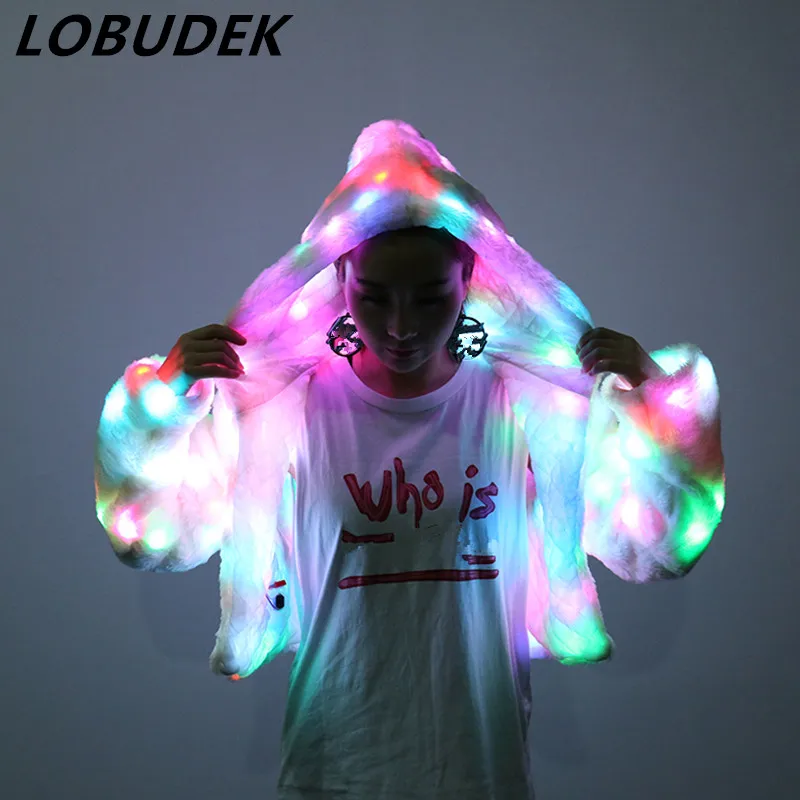 

Male female LED Luminous lamp short coat jacket singer nightclub bar costumes lead dance prom DJ JAZZ performance LED outerwear