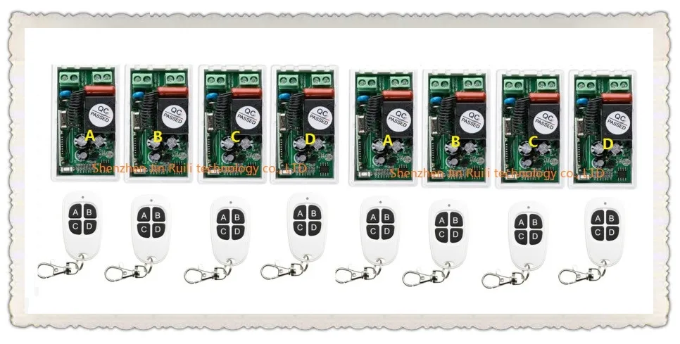 

AC 220V 1 CH RF Wireless Remote Control Switch 8pcs receiver + 8pcs transmitter Simple connection home appliances/lamp JRL-2203