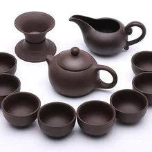 11 шт. yixing фиолетовый песок чайный сервиз черный керамический кунг-фу чайный горшок ручной работы фиолетовый; песок чайный горшок чайная чашка деловой офис хороший позолоченный