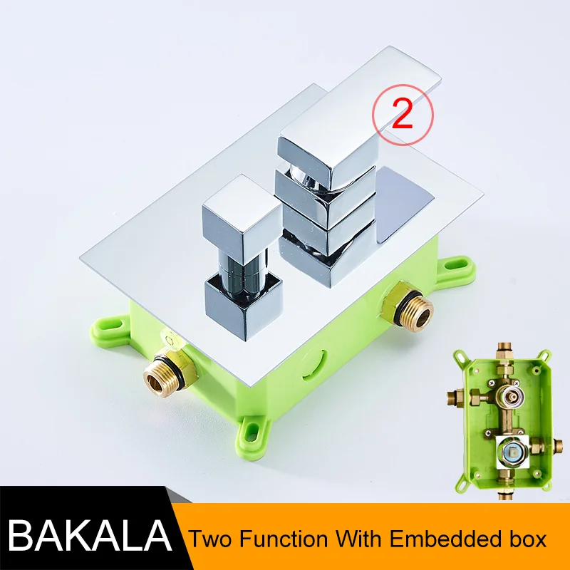 Chrome 2 Function BAKALA смеситель для душа 3 способа скрытый легко монтируемый ящик 2 Ручки Латунный скрытый клапан хромированный горячий и холодный BR-9915 - Цвет: Chrome 2 Function