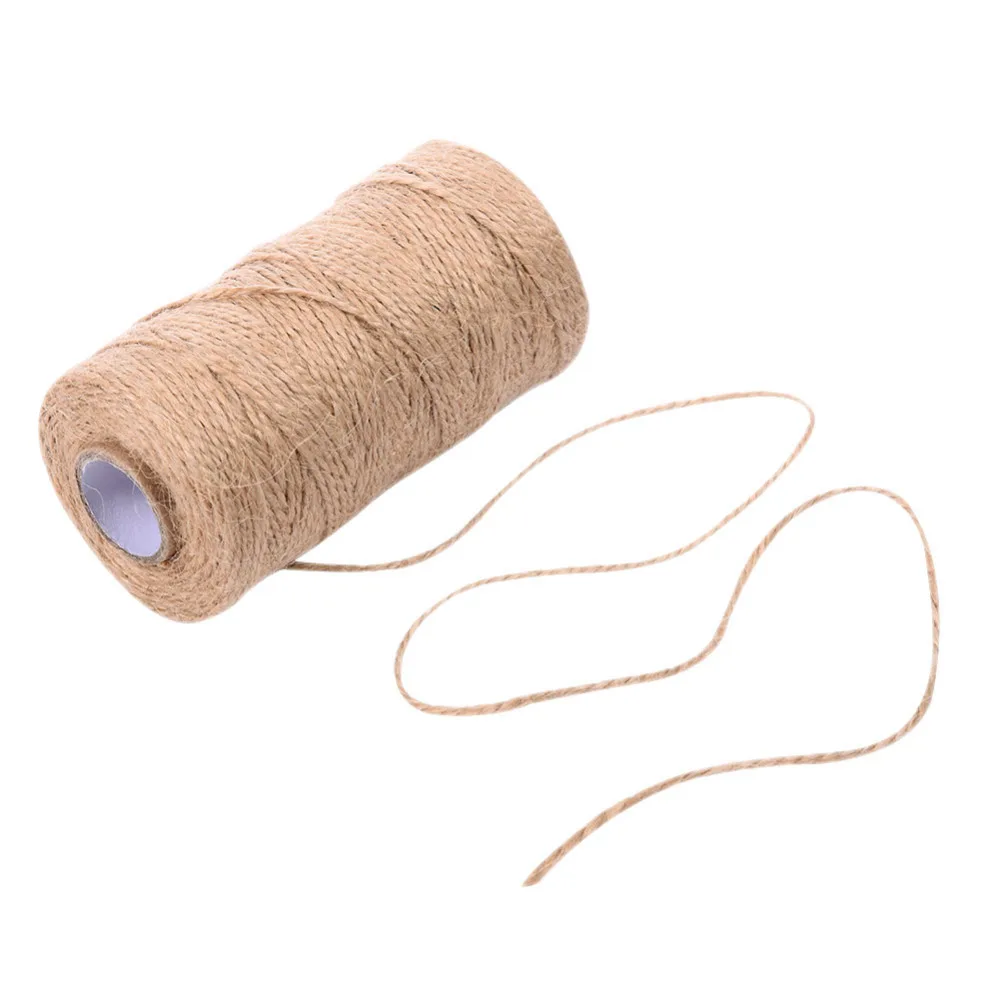 100 м натуральный джутовый скрученный шнур, тонкая пеньковая веревка, сделай сам, декоративная веревка, нить для упаковки подарков/сумок/бирки/одежды/домашнего текстиля