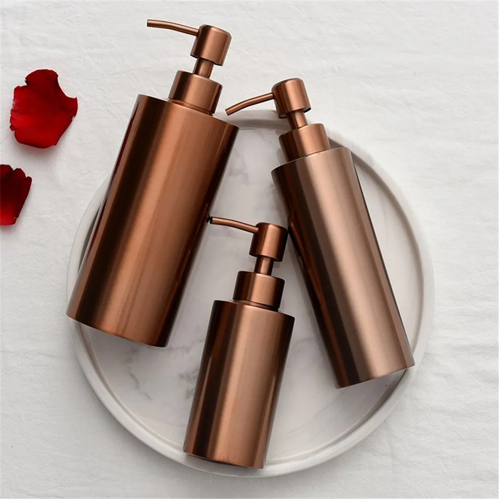 Günstige 250ml 350ml 550ml Bad Shampoo Metall Lagerung Flasche Nordic Chic Flüssigkeit Lotion Sub flasche Elegante Vogue reise Rose Gold Flasche