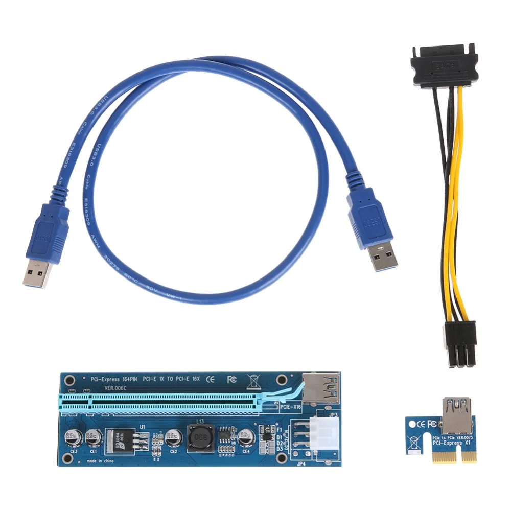 60cm USB 3.0 PCI-E Express 1x to 16x Extender Riser Card Adapter pcie 1 to 4 usb for Graphics Video card for Bitcoin Litecoin