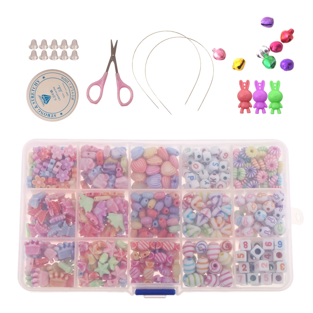 500 Pieces  Acrylic Beads Kits Set For Girls Kids Jewelry Making Craft DIY Necklaces Bracelets  Making Jewelry Findings