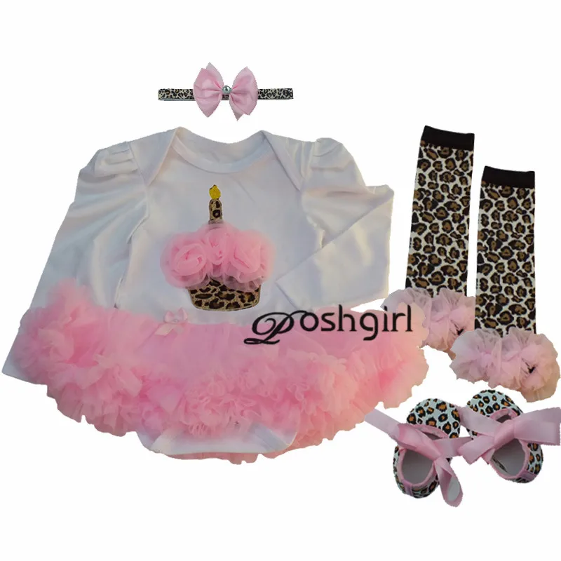 

Spring Autumn BEBE Newborns Clothes Set for Baby Girl First Birthday Party Costumes Cupcake Leopard Tutu Dresses 3 6 9 12 18 24M