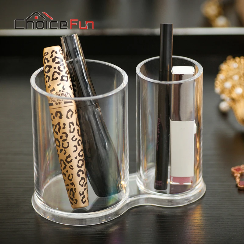 CHOICE FUN Round Acrylic Cosmetic Holder Makeup Cotton Pad Organizer