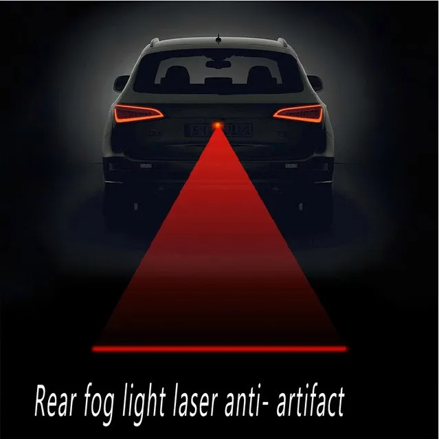 Car Rear Laser Tail Fog Lights Brake Parking Warning Lamp Anti Collision